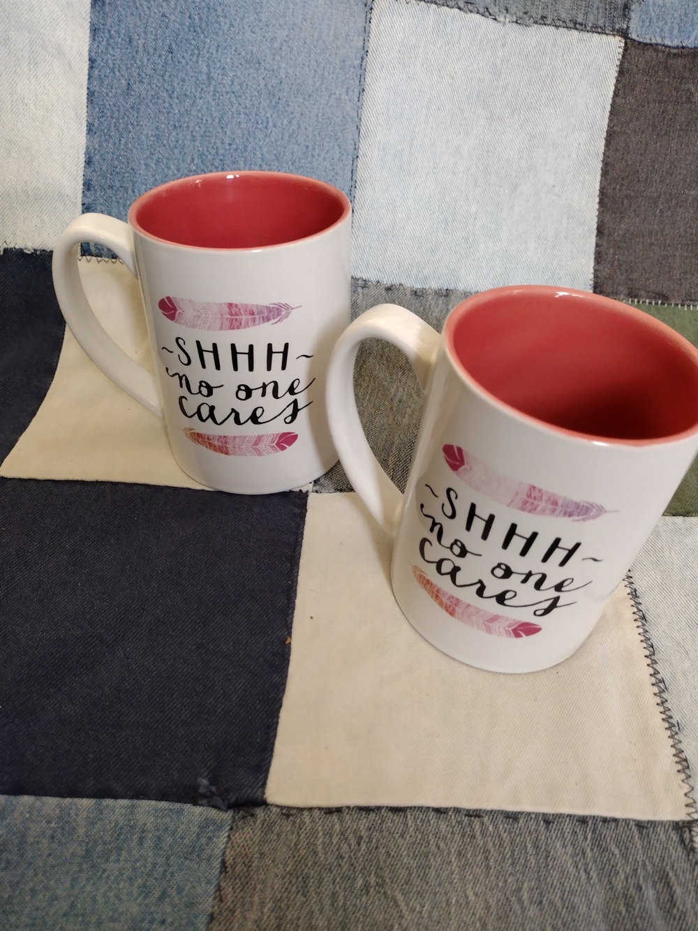 Shhh - No One Cares - Ceramic Mugs (2) By Gibson "Sassy Sips" NWOT - Picture 5 of 8